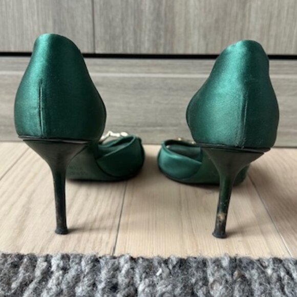 Gucci Silk Satin Green Mules- Size 37.5 - Picture 6 of 8